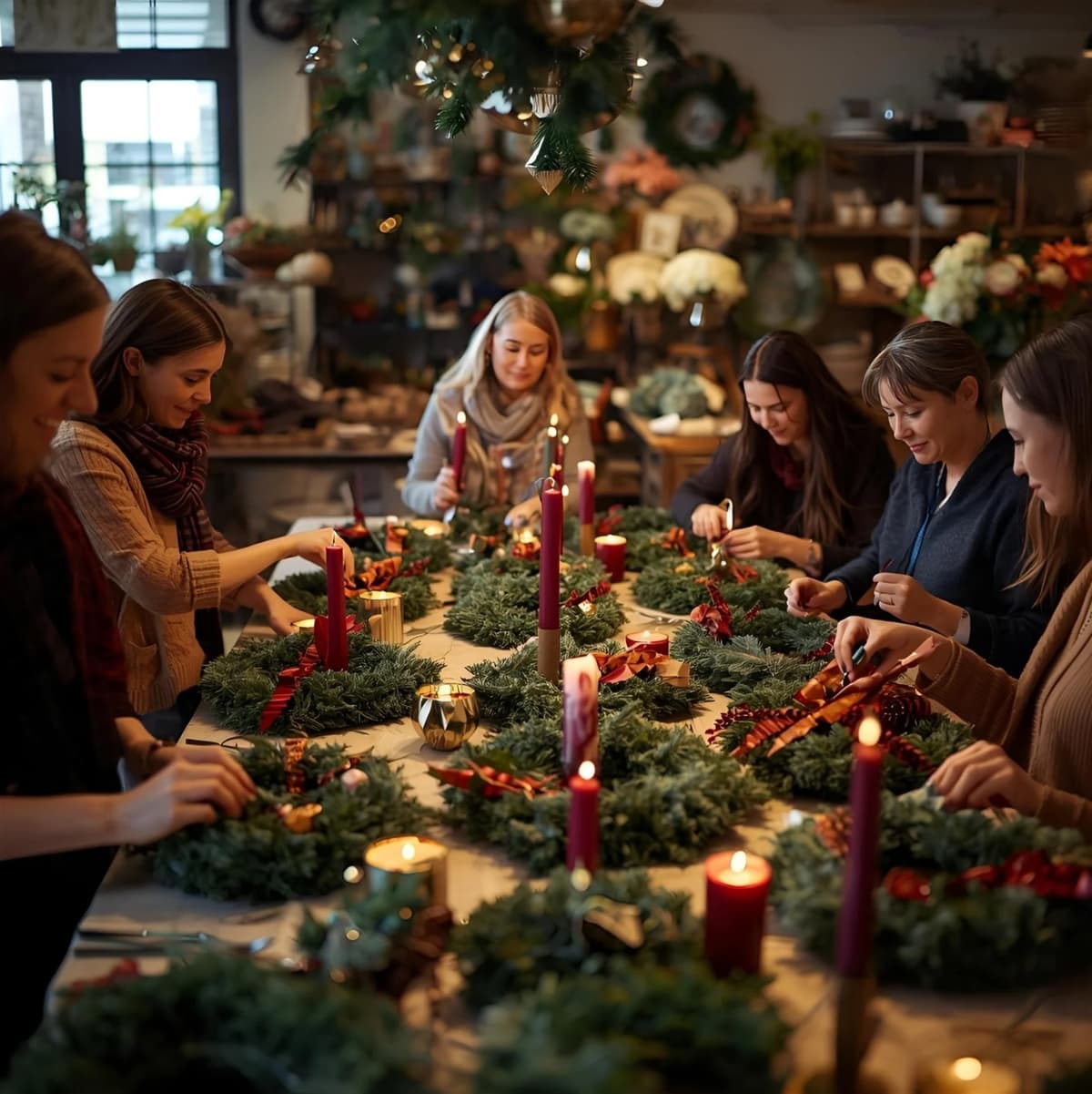 Adventskranz Workshop – fertige Werke